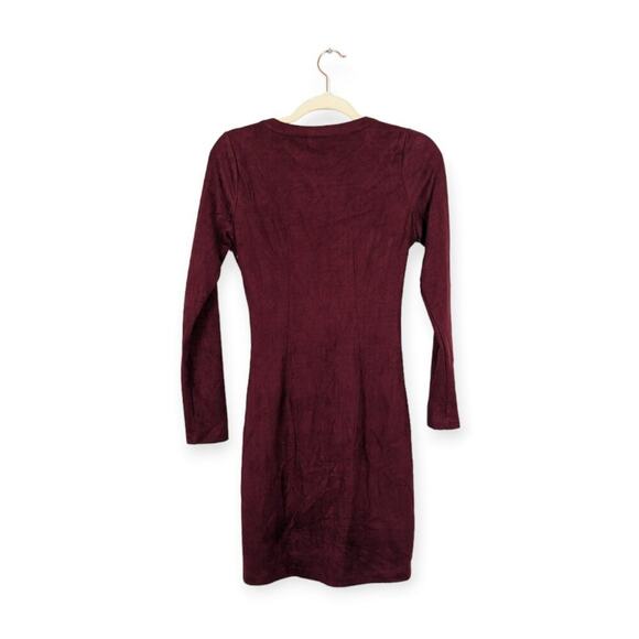 NWT Missguided Maroon Faux Suede Wrap Dress - Picture 3 of 8